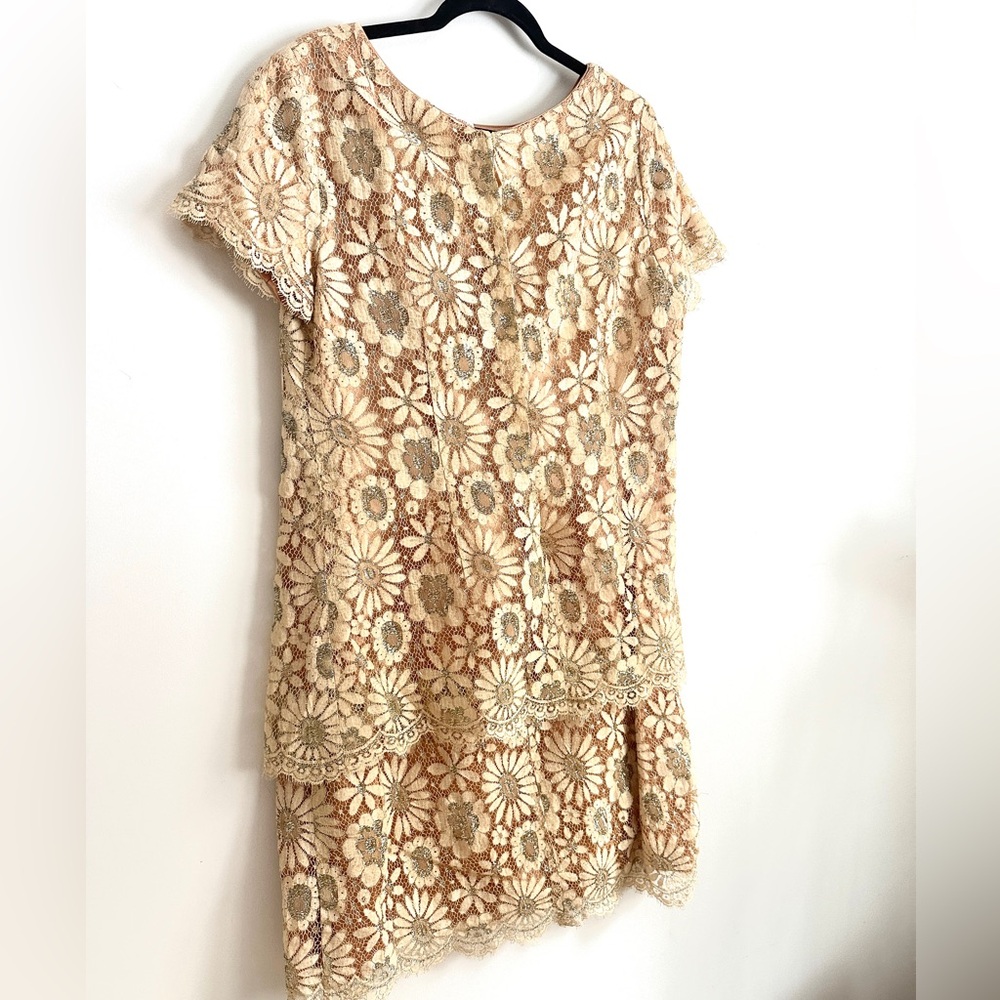 Floral Lace Dress in Beige
